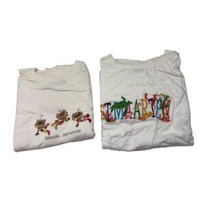 2XL White Cotton Short Sleeve Graphic T-Shirt Nassau, Bahama and St Martin 29i